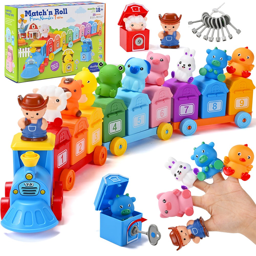 Farm Train Learning Toy, Counting, Matching & Sorting Montessori Learning Animal Set