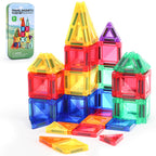 Mini Magnetic Tiles, 32PCS Travel Magnetic Blocks with Case, STEM Educational Building Set Construction Toys