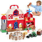 Big Red Barn Farm Animal Toys with Sound Effects, 21 Pieces Take Along Farm Playset for Toddlers