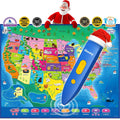 Bilingual Interactive USA Map for Kids, Talking Educational Geography Toy with Quiz Games for Boys Girls Ages 3-12