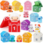 Montessori Toys for Toddlers, 20Pcs Farm Animal Toy Counting, Matching, Sorting Preschool Learning Toy Barn Toy