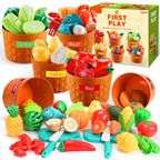 Play Food Set for Toddlers, Learning Toys 86pcs Cutting Food for Preschool Activities, Pretend Play Kitchen Accessories for Kids