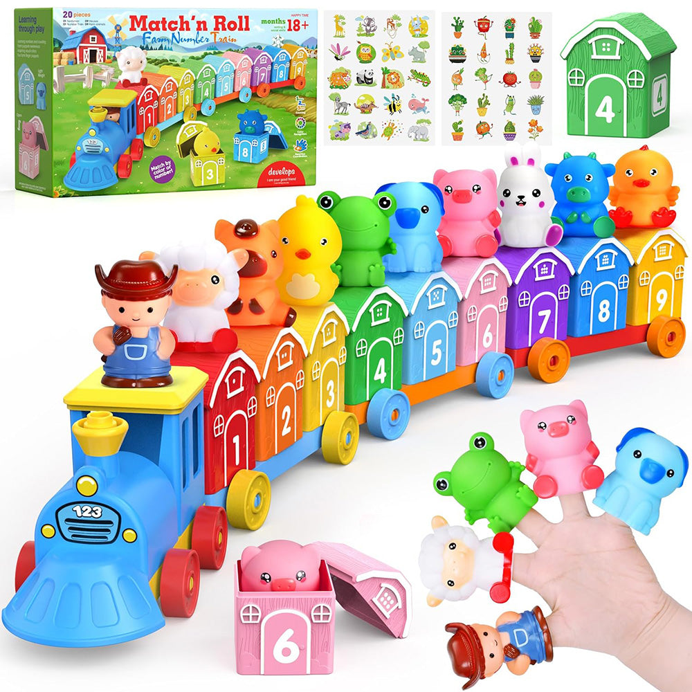 Montessori Toys for Toddlers, 20 Pcs Counting, Matching, Sorting Preschool Learning Toy Train Set