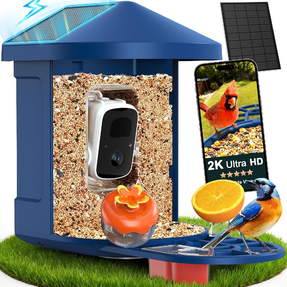 Bird Feeder with Camera with AI Identify 10000+ Birds Species, 2K Live View, Instant Arrival Alerts