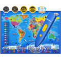Bilingual Interactive World Map for Kids, Talking Geography Learning Toy with Quiz Games for Ages 3-12，Birthday Gifts
