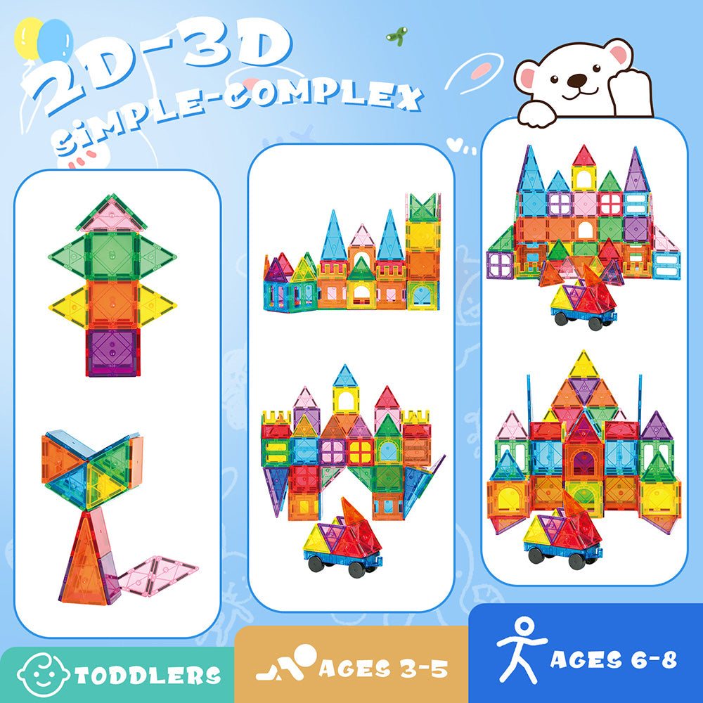 Magnetic Tiles Kids Toys STEM Magnet Toys for Toddler Magnetic Blocks Building Toys
