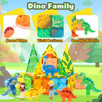 Magnetic Tiles Dinosaur Toys 3D Movable Dino Blocks for Kids Toddler Outdoor Sensory Toys
