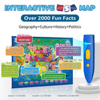 Bilingual Interactive for Kids Talking USA Map World Map for Kids Learning,Geography Toys Games Gift for 4-12 Girls/Boys