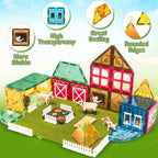 Magnetic Tiles Farm Animal Toys Set for Toddles Kids, Montessori STEM Educational Magnetic Building Blocks
