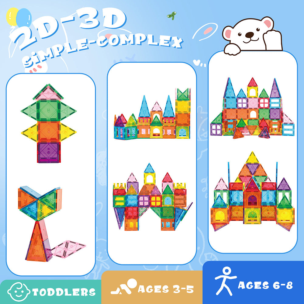 Magnetic Tiles, 60pcs Magnetic Blocks for Kids, Magnet Building Set,STEM Sensory Educational Toys