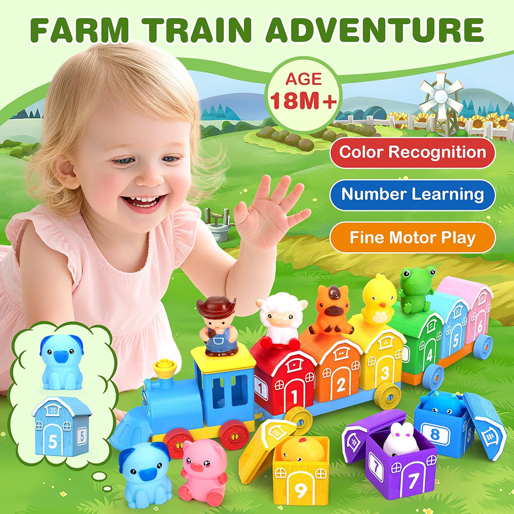 Montessori Toys for Toddlers, 20 Pcs Counting, Matching, Sorting Preschool Learning Toy Train Set