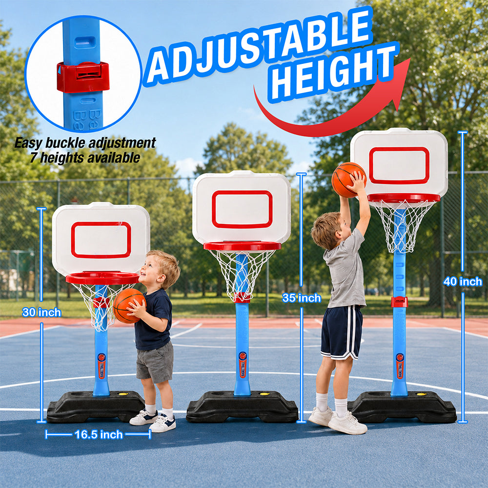 Toddler Basketball Hoop Height Adjustable Kids Basketball Hoops for Indoor & Outdoor Play with 2 Balls