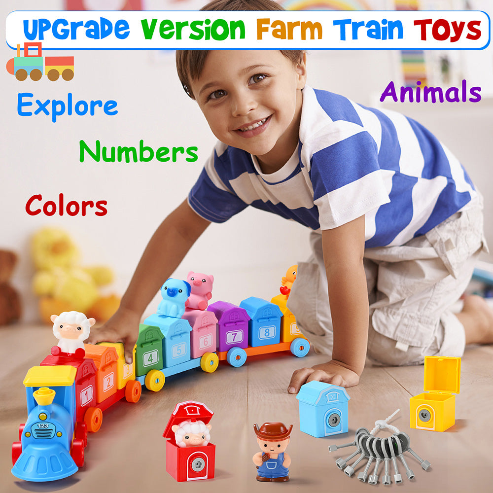Farm Train Learning Toy, Counting, Matching & Sorting Montessori Learning Animal Set