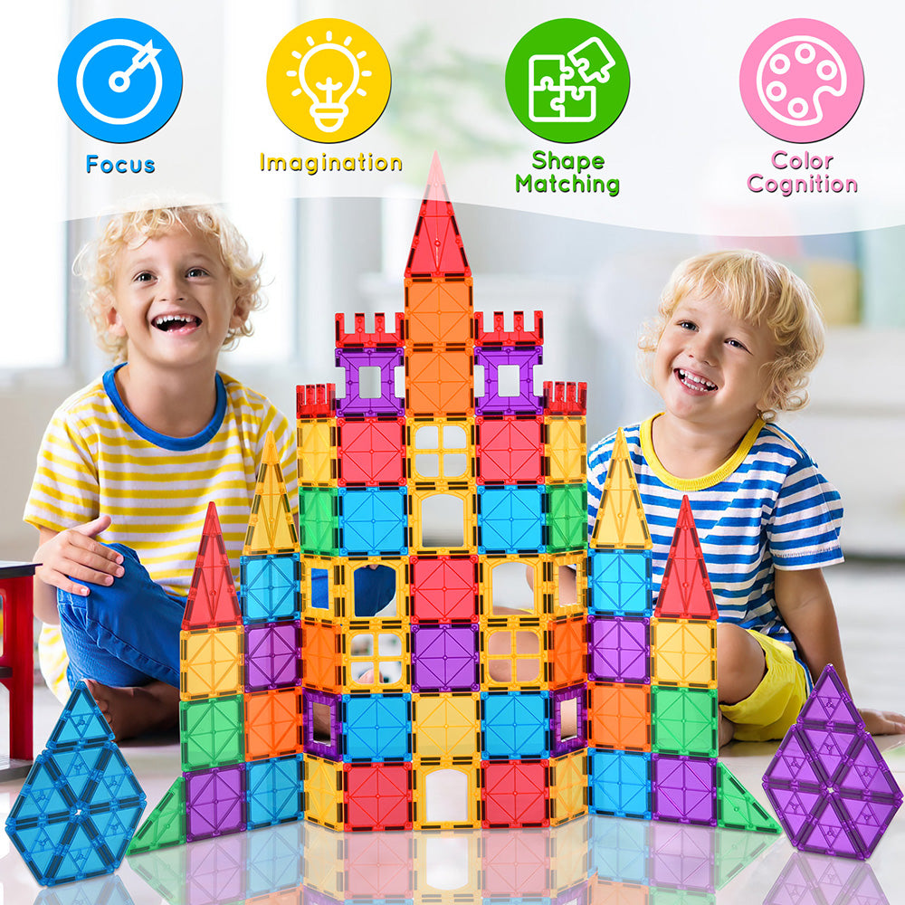Magnetic Tiles Kids Toys, Magnetic Blocks Building Construction STEM Sensory Toys for Toddler