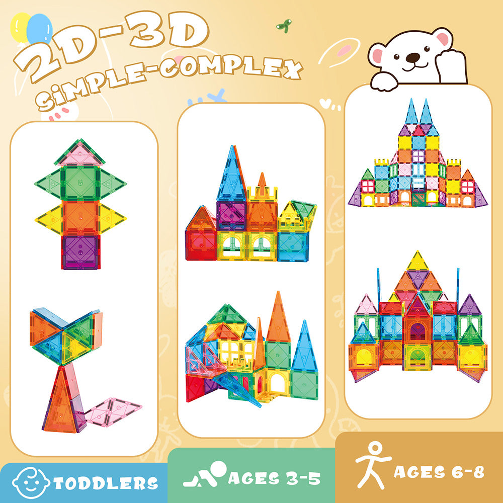 Magnetic Tiles, Magnet Building Set,Magnetic Blocks, 3D STEM Stacking Toys
