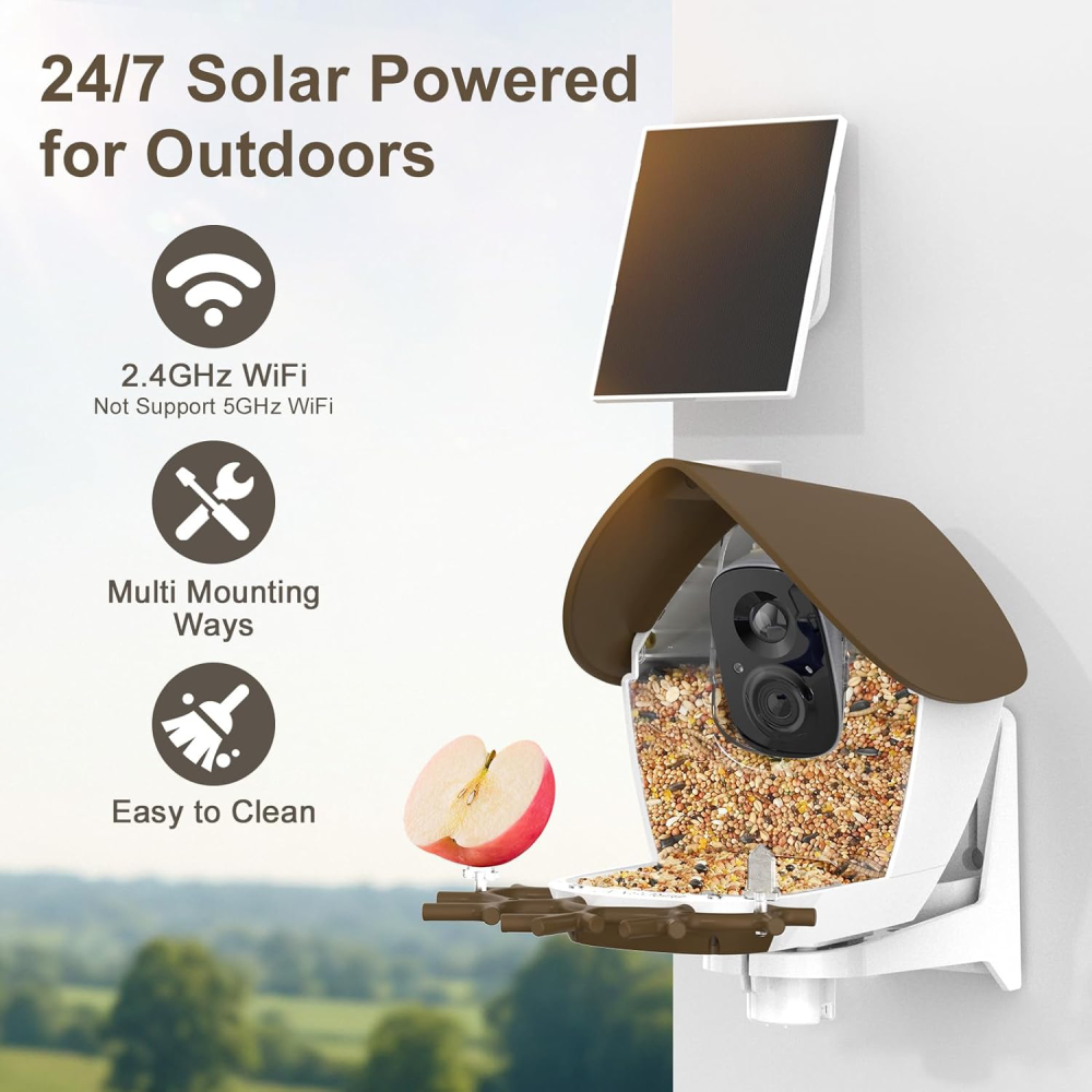 Smart Bird Feeder with Camera Solar Powered, 2K Video Bird Camera Feeder Live with 32GB Card, Ideal Gift for Birds Lover
