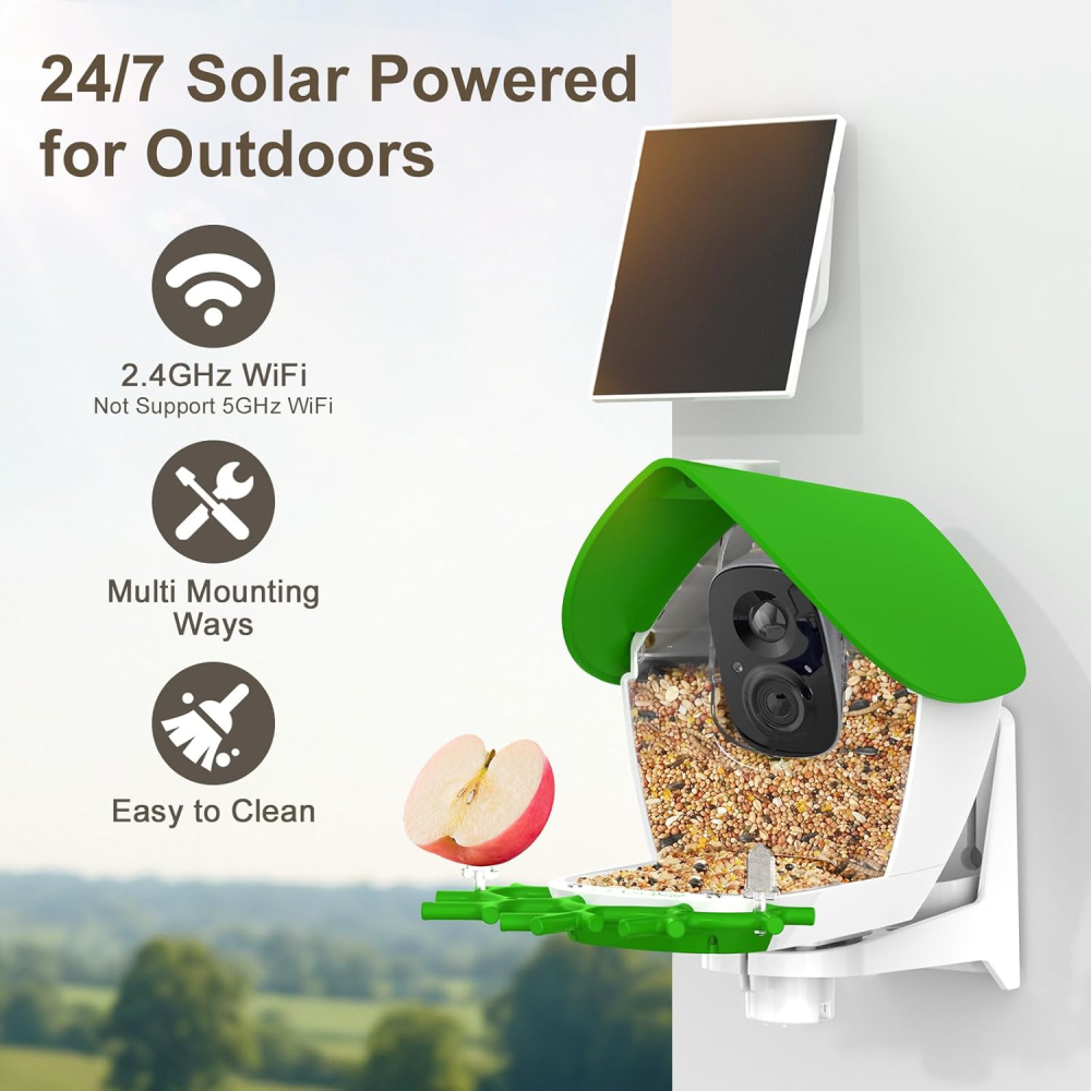 Smart Bird Feeder with Camera, 2K Video Bird Camera Feeder Live with 32GB Card, AI Identify, Ideal Gift for Birds Lover