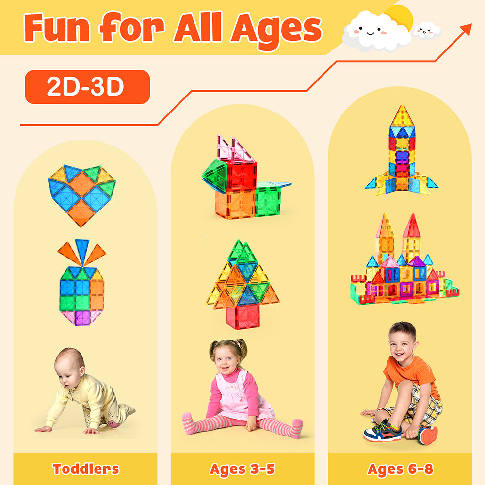 Magnetic Tiles Kids Toys, Magnetic Blocks Building Construction STEM Sensory Toys for Toddler