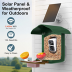 Bird Feeder with Camera,2K HD with 32GB Card, AI Identify Smart Bird House Cam,Motion Detection