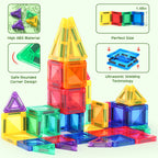 Mini Magnetic Tiles, 32PCS Travel Magnetic Blocks with Case, STEM Educational Building Set Construction Toys