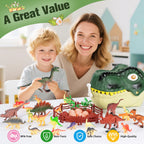 Dinosaur Toys for Kids 3-6,45PCS Realistic Jurassic Dinosaurs Figures with Eggs&Trees&Fence