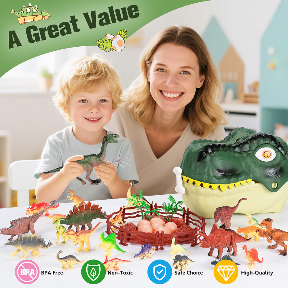 Dinosaur Toys for Kids 3-6,45PCS Realistic Jurassic Dinosaurs Figures with Eggs&Trees&Fence
