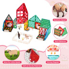 Magnetic Tiles Farm Animals Toys Magnet Building Blocks Garden Set STEM Preschool Toddler Toys for Boys Girls
