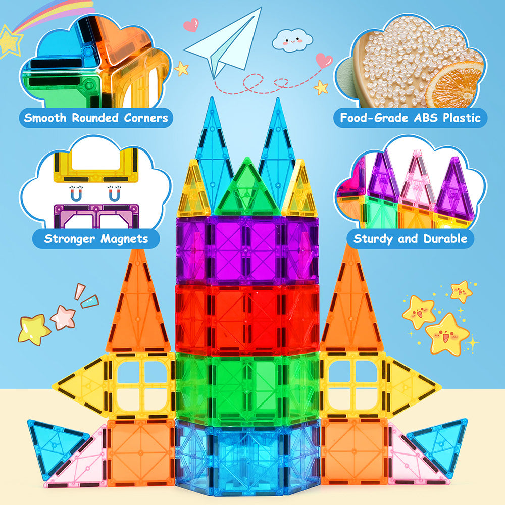Magnetic Tiles Preschool Learning Sensory Montessori Toys, Educational Toys for Toddlers Kids Ages 3+