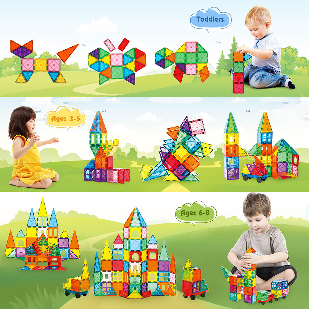 120pcs Magnetic Tiles for Kids,Educational Magnetic Building Blocks for Boys Girls