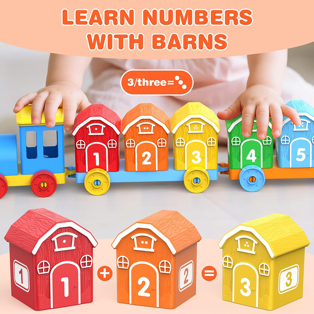 Montessori Toys for Toddlers, 20 Pcs Counting, Matching, Sorting Preschool Learning Toy Train Set