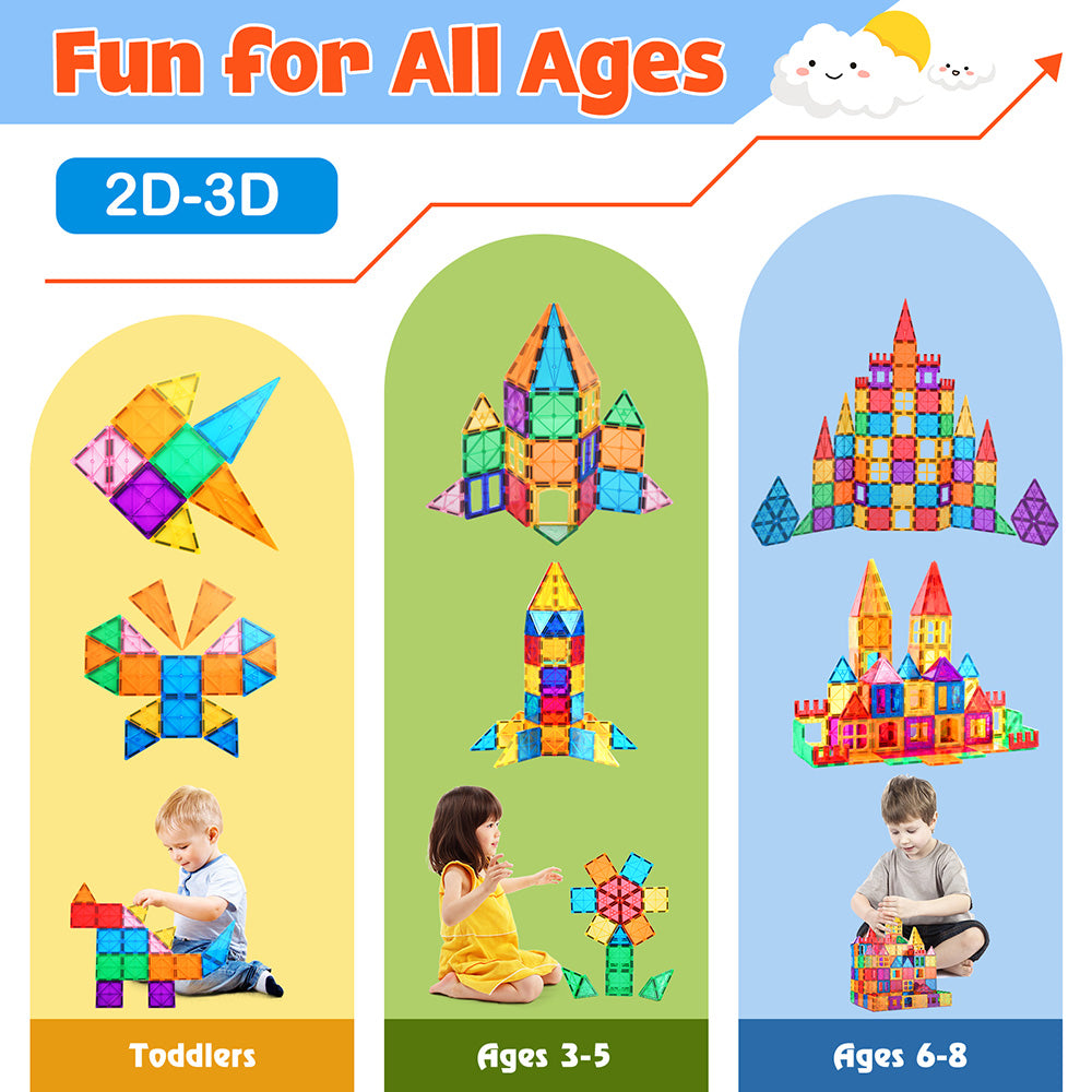 Magnetic Tiles Building Blocks Stem Toys for 3+ Year Old Boys and Girls Montessori Toys