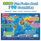 Bilingual Interactive for Kids Talking USA Map World Map for Kids Learning,Geography Toys Games Gift for 4-12 Girls/Boys