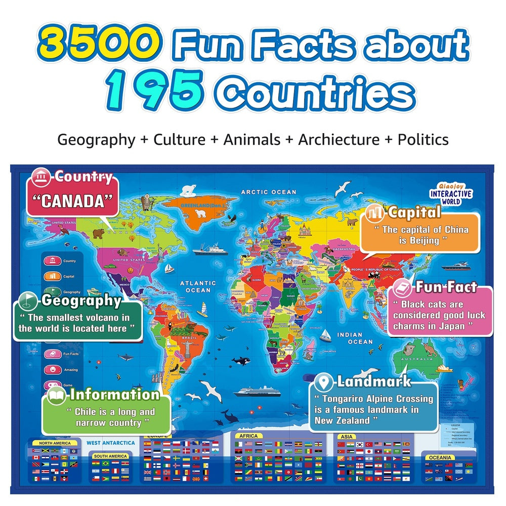 Bilingual Interactive for Kids Talking USA Map World Map for Kids Learning,Geography Toys Games Gift for 4-12 Girls/Boys