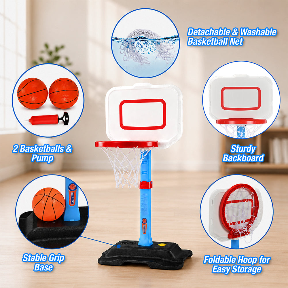Toddler Basketball Hoop Height Adjustable Kids Basketball Hoops for Indoor & Outdoor Play with 2 Balls
