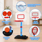Toddler Basketball Hoop Height Adjustable Kids Basketball Hoops for Indoor & Outdoor Play with 2 Balls