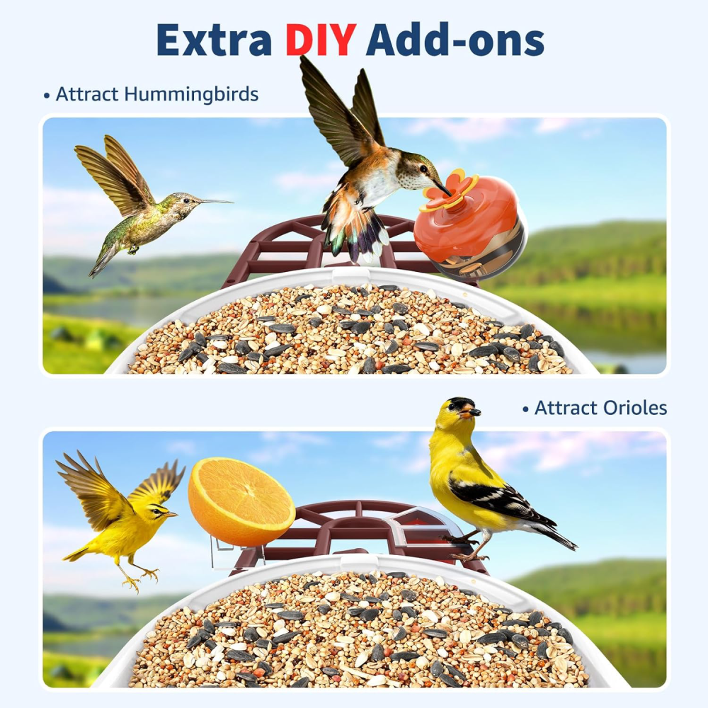 Bird Feeder with Camera with AI Identify Birds, 2K Live View, Instant Arrival Alerts, Smart Bird House