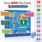 Bilingual Interactive World Map for Kids, Talking Geography Learning Toy with Quiz Games for Ages 3-12，Birthday Gifts