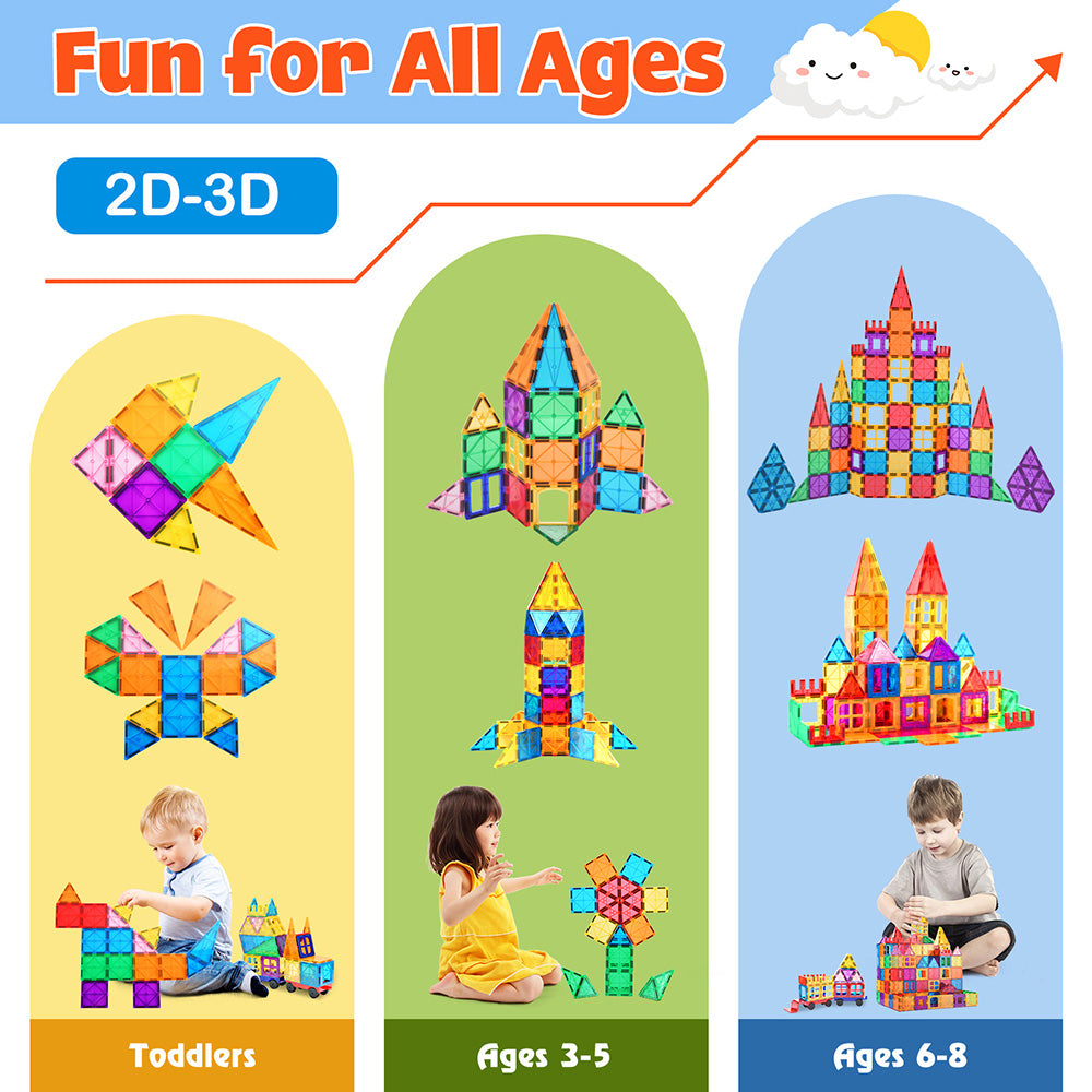 Magnetic Tiles 102pcs Building Blocks Stem Toys for 3+ Year Old Boys and Girls Montessori Toys