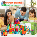 100 Pcs Magnetic Tiles Building Blocks with 2 Cars, STEM Toys 3D Building Sets Gifts for Boys and Girls