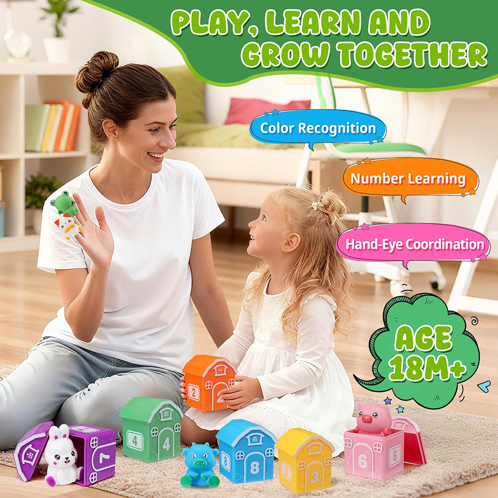 Montessori Toys for Toddlers, 20Pcs Farm Animal Toy Counting, Matching, Sorting Preschool Learning Toy Barn Toy
