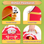 Farm Animal Barn Playset with Finger Puppets & DIY Stickers, Educational Pretend Play Toy