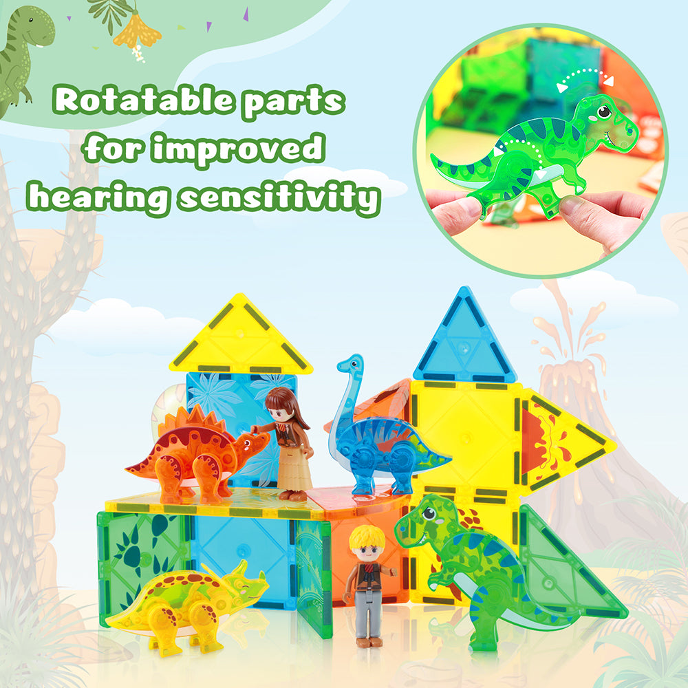 Magnetic Tiles Dinosaur Toys 3D Movable Dino Blocks for Kids Toddler Outdoor Sensory Toys