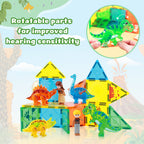 Magnetic Tiles Dinosaur Toys 3D Movable Dino Blocks for Kids Toddler Outdoor Sensory Toys