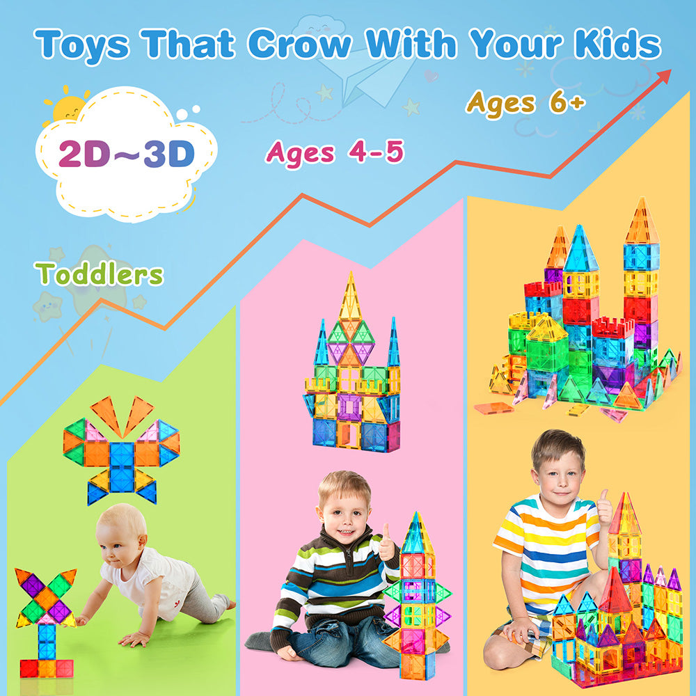 Magnetic Tiles Preschool Learning Sensory Montessori Toys, Educational Toys for Toddlers Kids Ages 3+