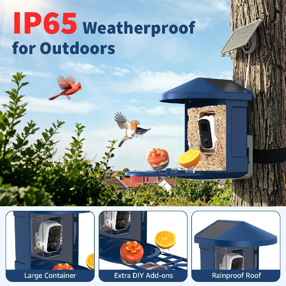 Bird Feeder with Camera with AI Identify 10000+ Birds Species, 2K Live View, Instant Arrival Alerts
