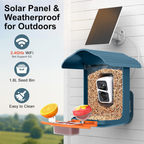 Bird Feeder with Camera,2K HD with 32GB Card, AI Identify Smart Bird House Cam,Live Stream,Motion Detection