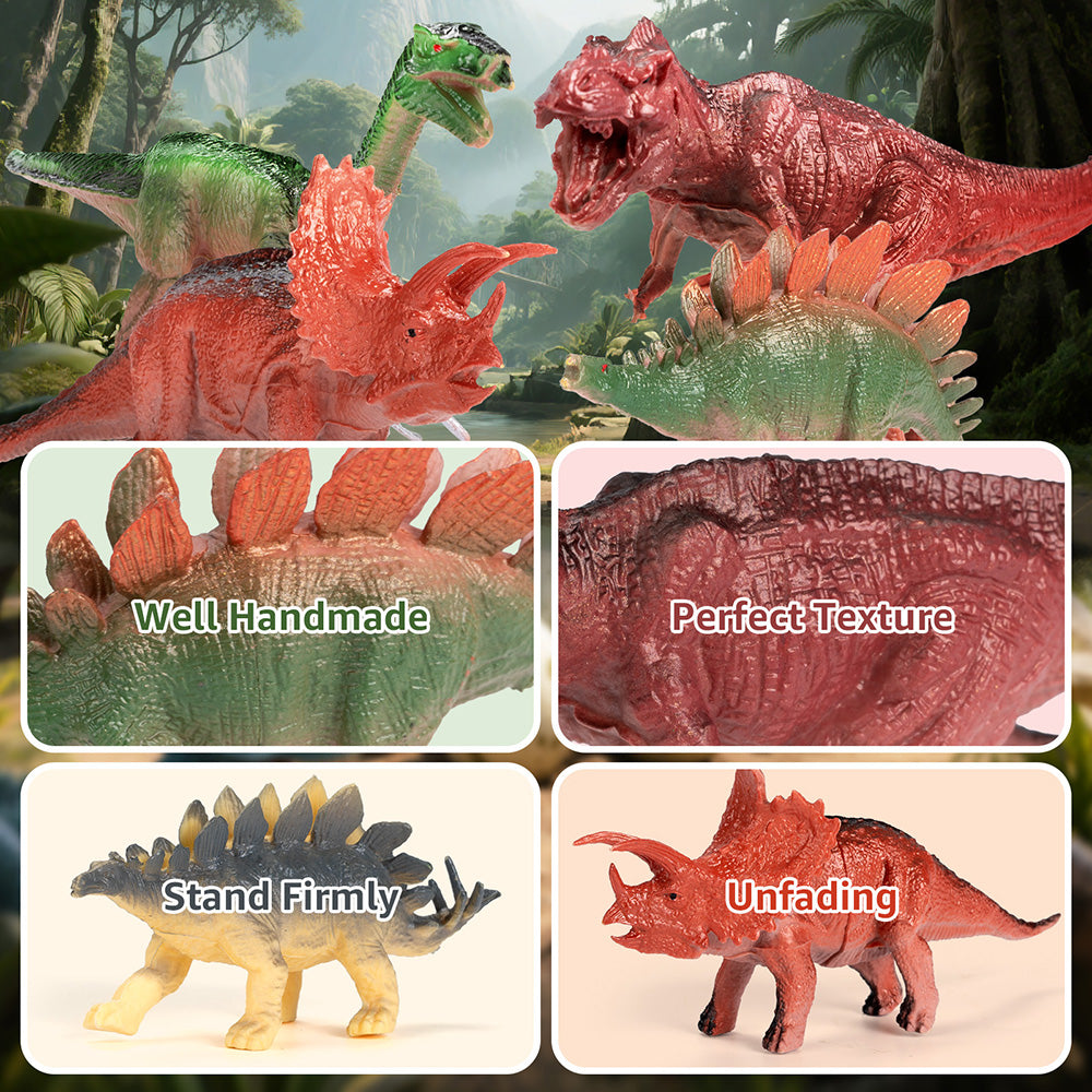 Dinosaur Toys with Play Mat, 46PCS Realistic Jurassic Dinosaurs Figures with Eggs&Trees&Fence