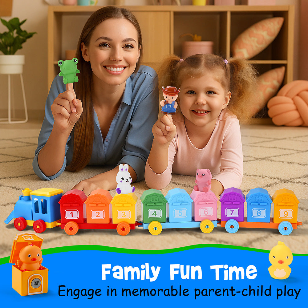 Farm Train Learning Toy, Counting, Matching & Sorting Montessori Learning Animal Set