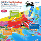 Bilingual Interactive World Map for Kids, Talking Geography Learning Toy with Quiz Games for Ages 3-12，Birthday Gifts
