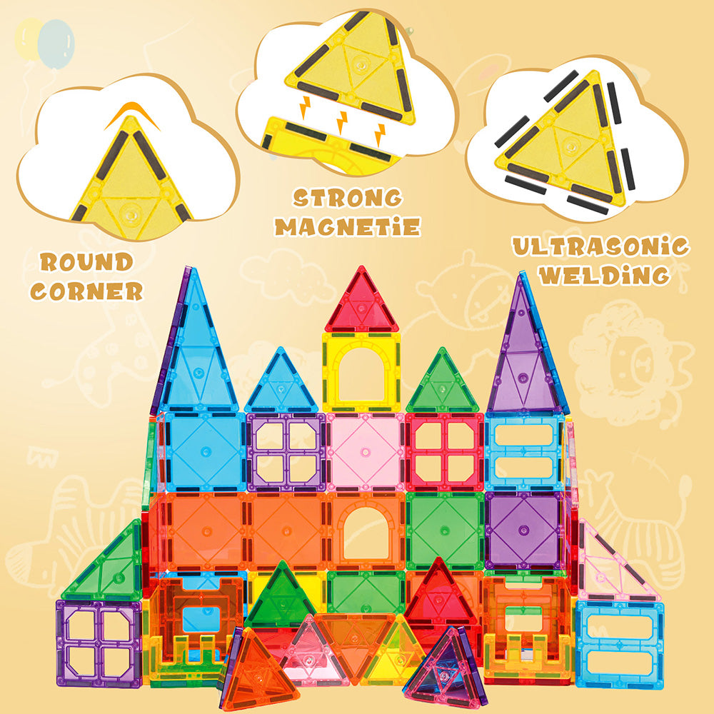 Magnetic Tiles, Magnet Building Set,Magnetic Blocks, 3D STEM Stacking Toys